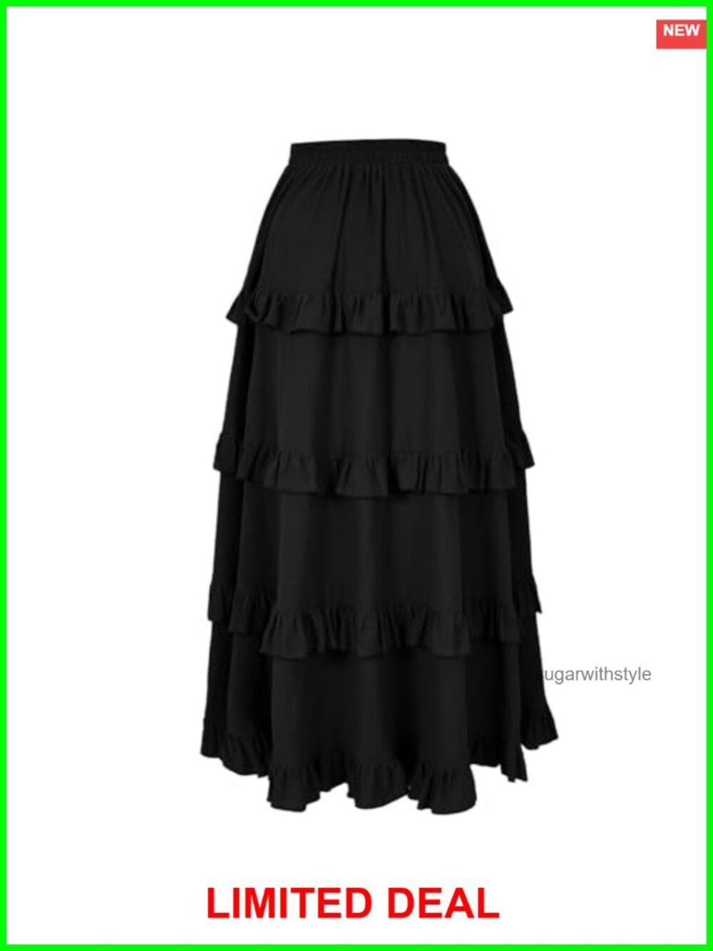 Women's Renaissance Steampunk Skirt High-Low Ruffle Drawstring Maxi - Picture 4 of 6